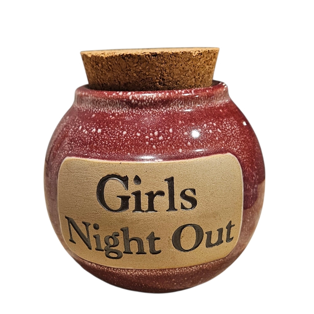Vintage Muddy Waters Pottery Girls Night Out Jar Stoneware - EUC - 5.5 in